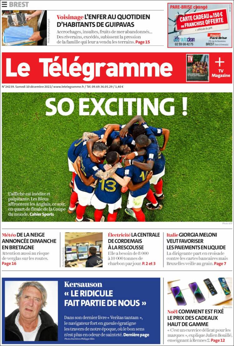 Portada de Télégramme (Francia)