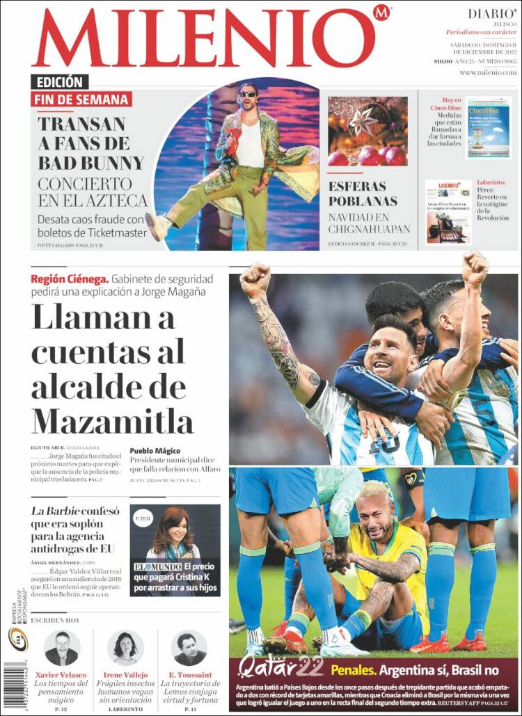 Portada de Milenio - Jalisco (México)