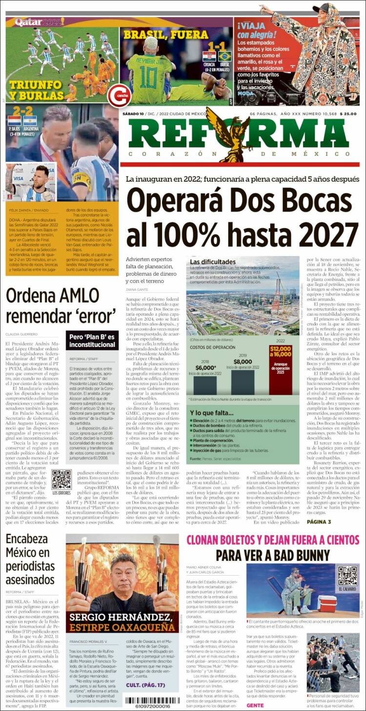 Portada de Reforma (México)