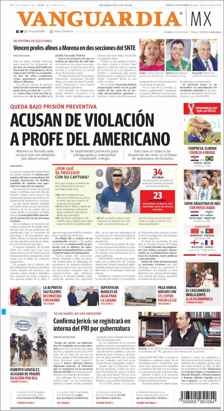 Portada de Vanguardia (México)