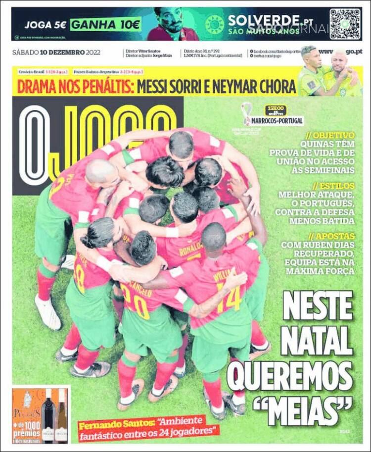 Portada de O Jogo (Portugal)