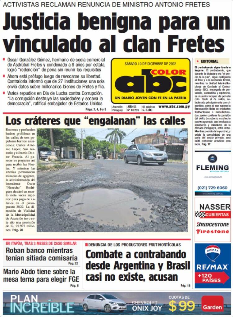 Portada de ABC Color (Paraguay)