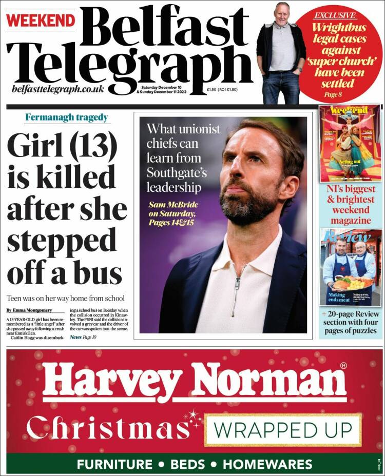 Portada de Belfast Telegraph (Reino Unido)