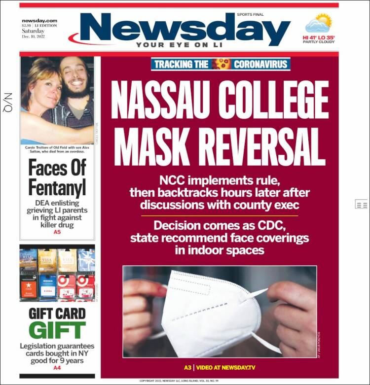 Portada de Newsday (USA)