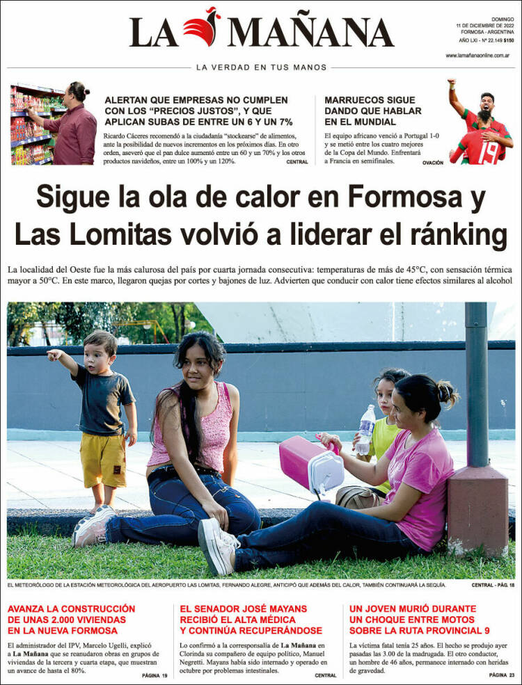 Portada de Diario La Mañana (Argentina)