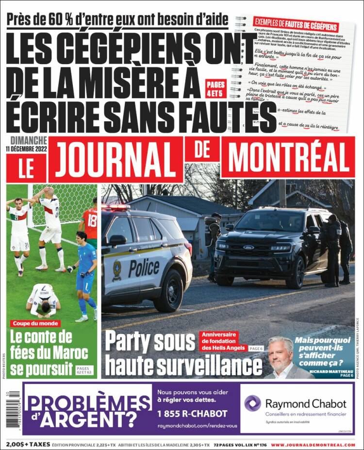 Portada de Le Journal de Montréal (Canada)