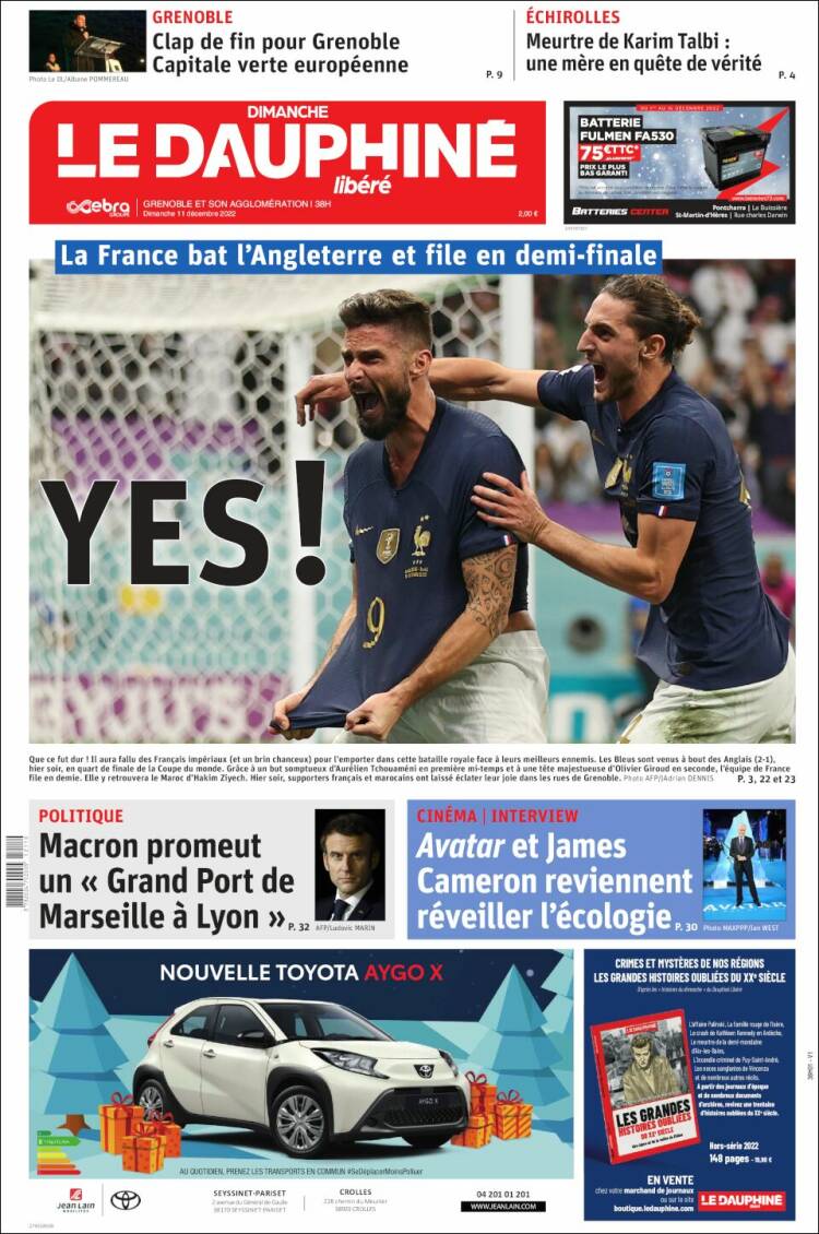 Portada de Le Dauphiné Libéré (Francia)