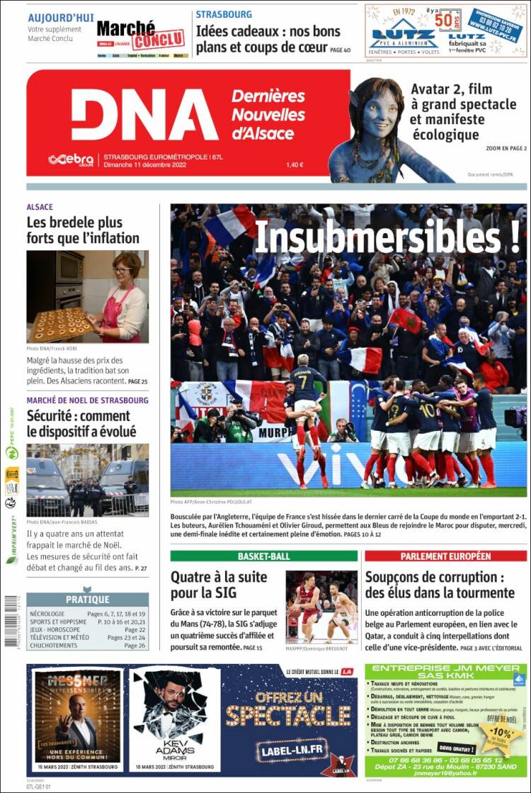 Portada de Les Dernières Nouvelles d'Alsace (Francia)