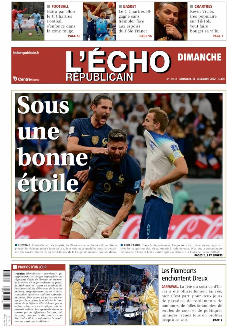 Portada de L'Echo Républicain (Francia)