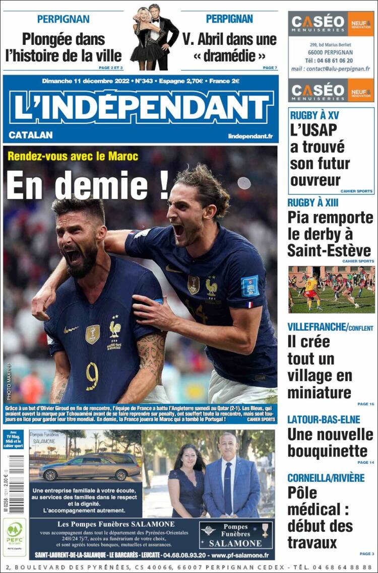 Portada de Le Indépendant (Francia)