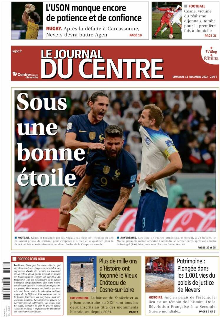Portada de Le Journal du Centre (Francia)