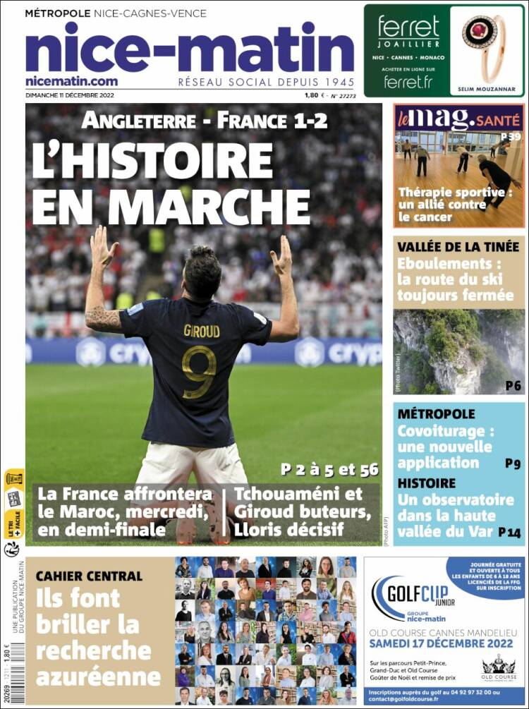Portada de Nice-Matin (Francia)