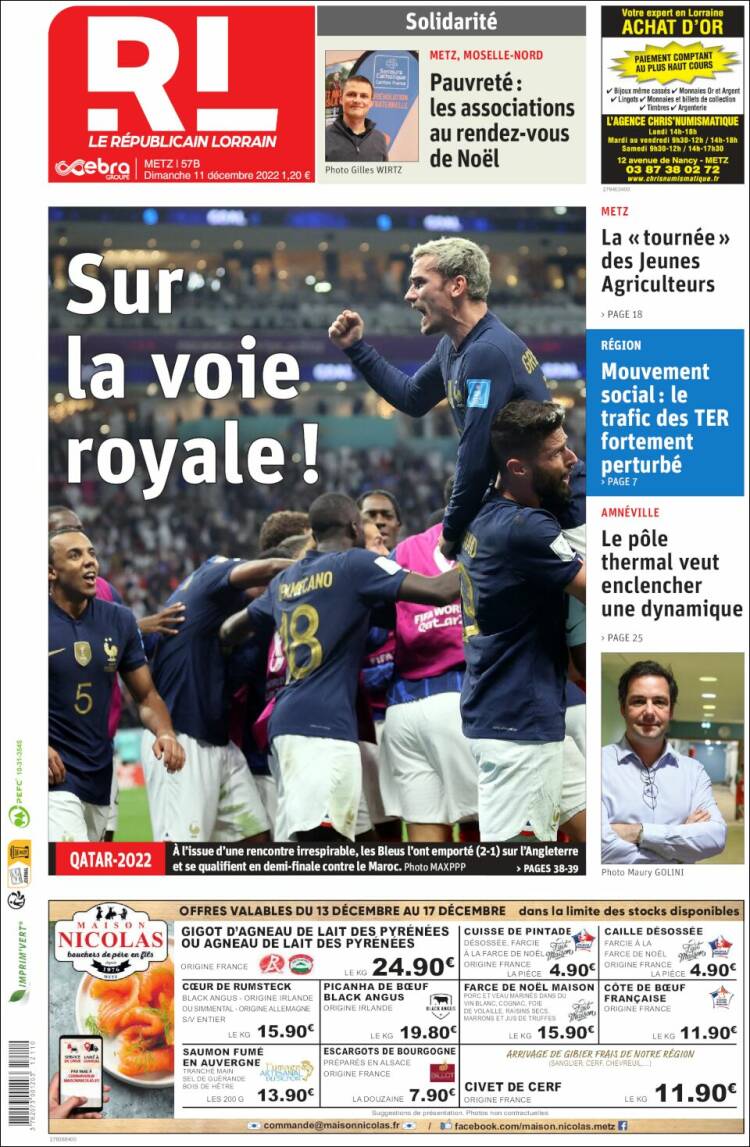 Portada de Le Republicain Lorrain (Francia)