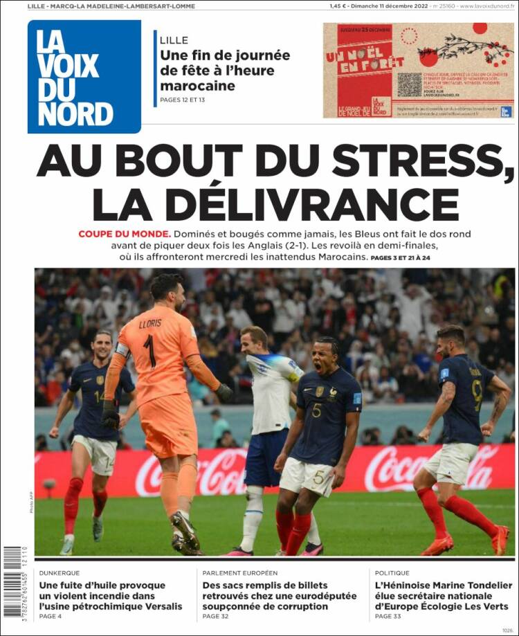 Portada de La Voix du Nord (Francia)