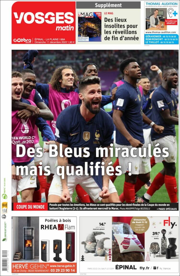 Portada de Vosges Matin (Francia)