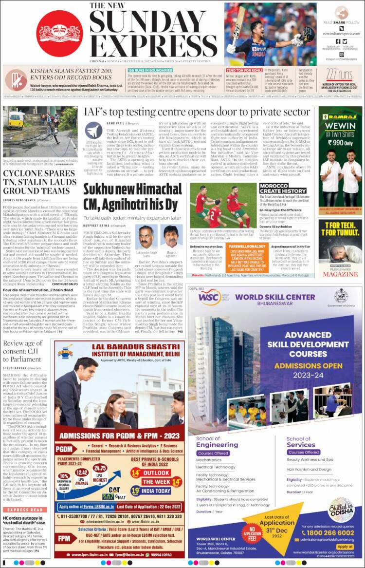 Portada de New Indian Express (India)