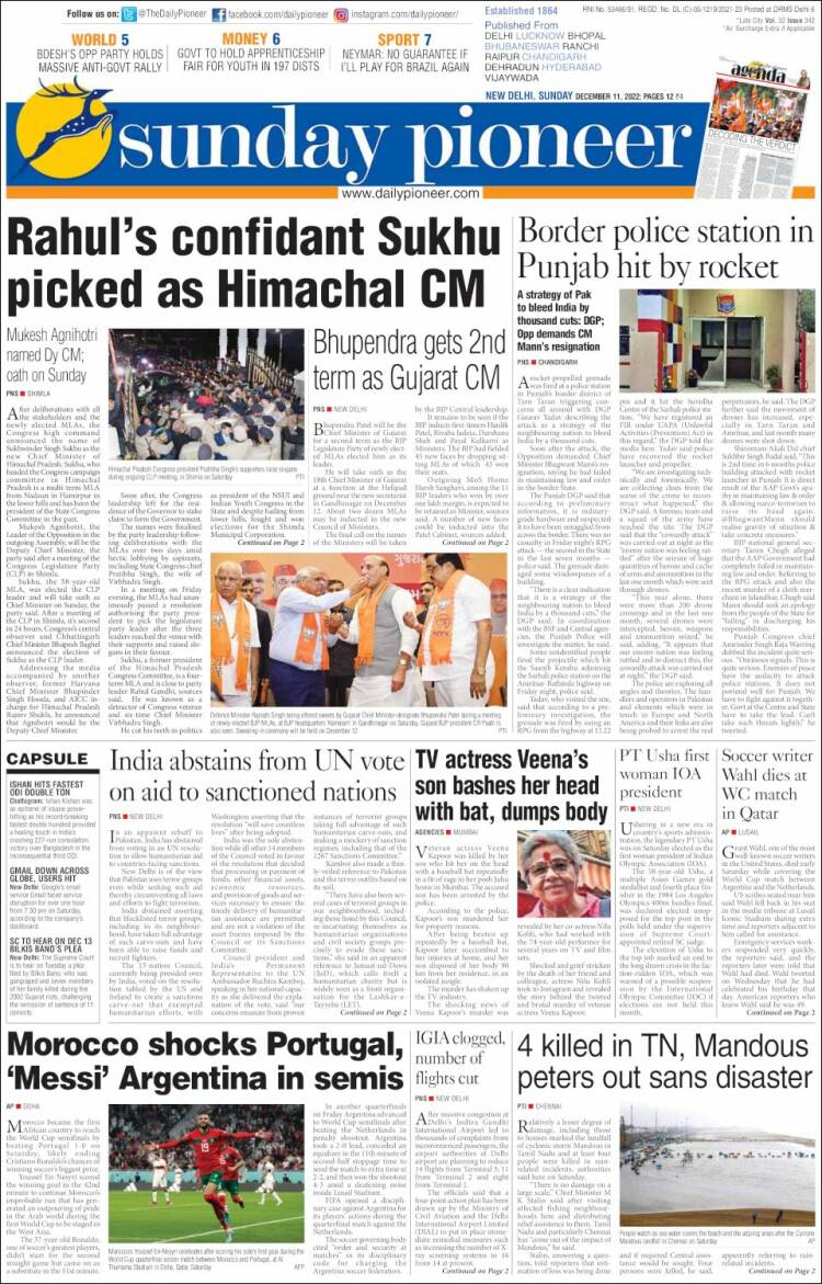 Portada de The Pioneer (India)