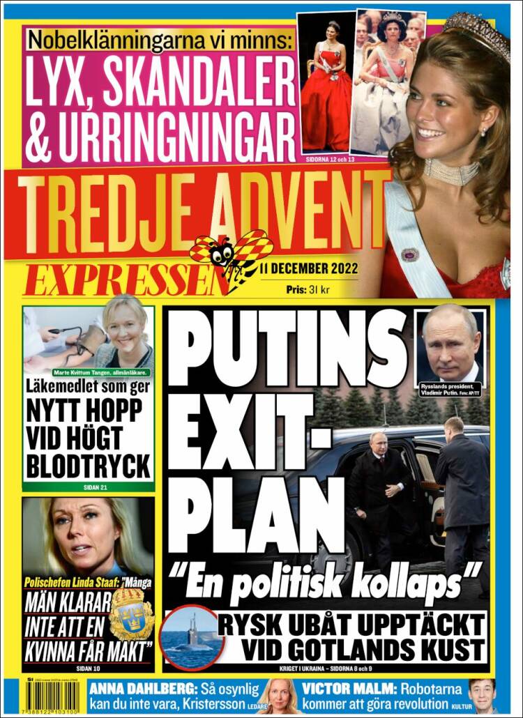 Portada de Expressen (Sweden)