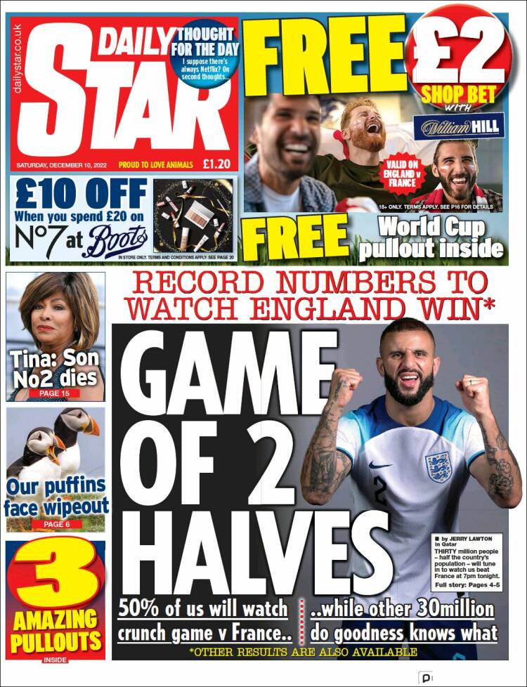 Portada de Daily Star (Royaume-Uni)