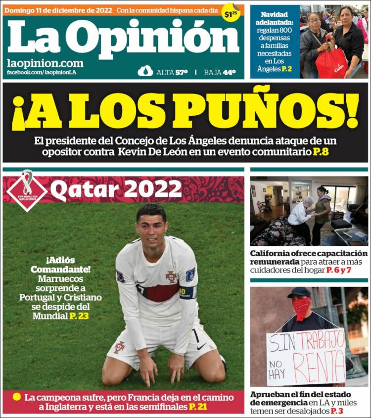 Portada de La Opinión (USA)