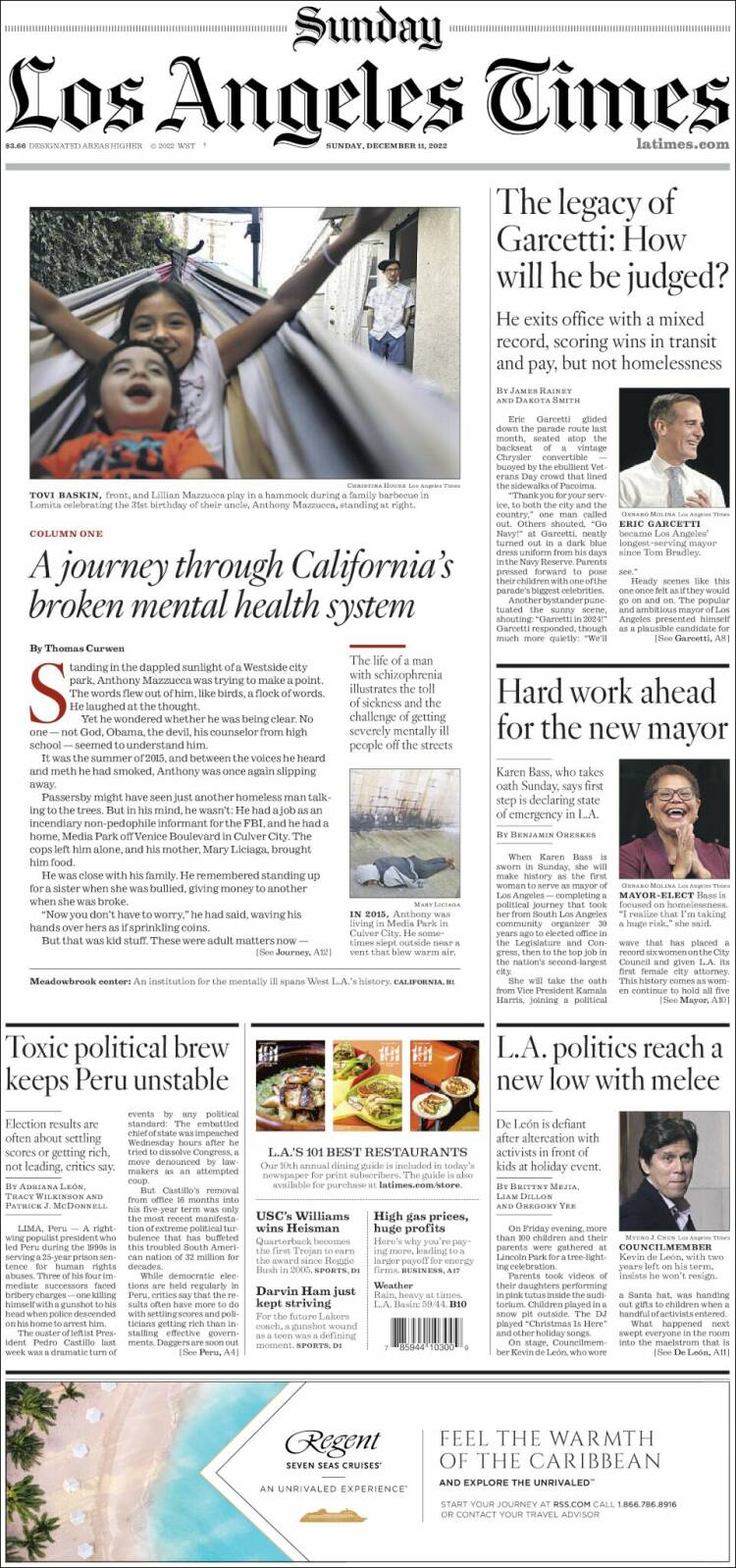 Portada de Los Angeles Times (USA)