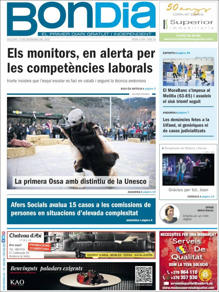 Portada de Diari Bondia (Andorra)