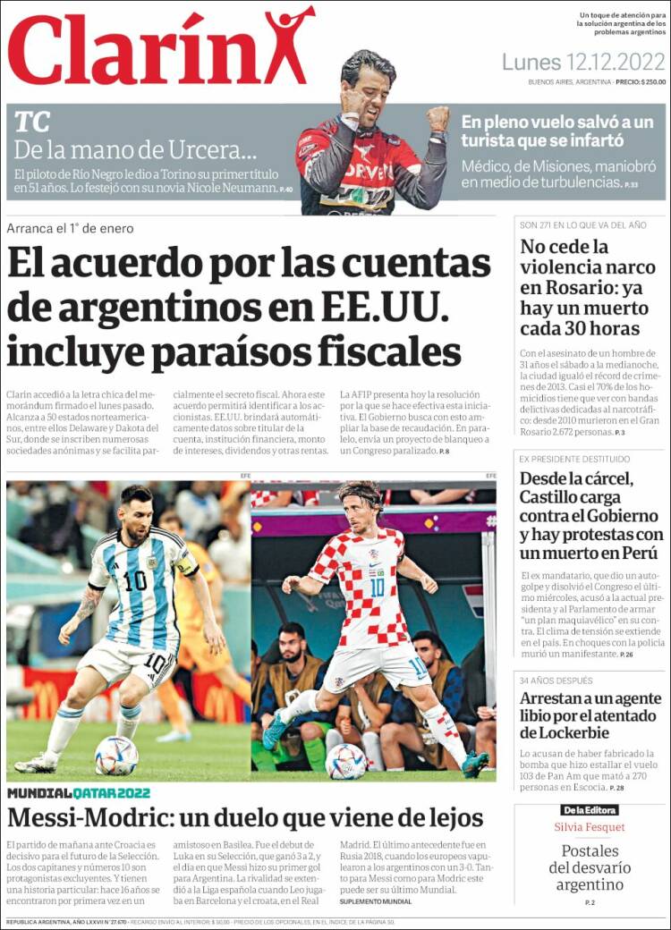 Portada de Clarín (Argentina)