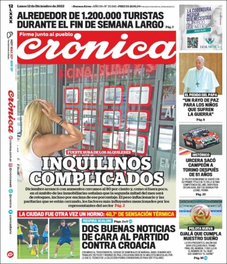 Portada de Crónica (Argentina)