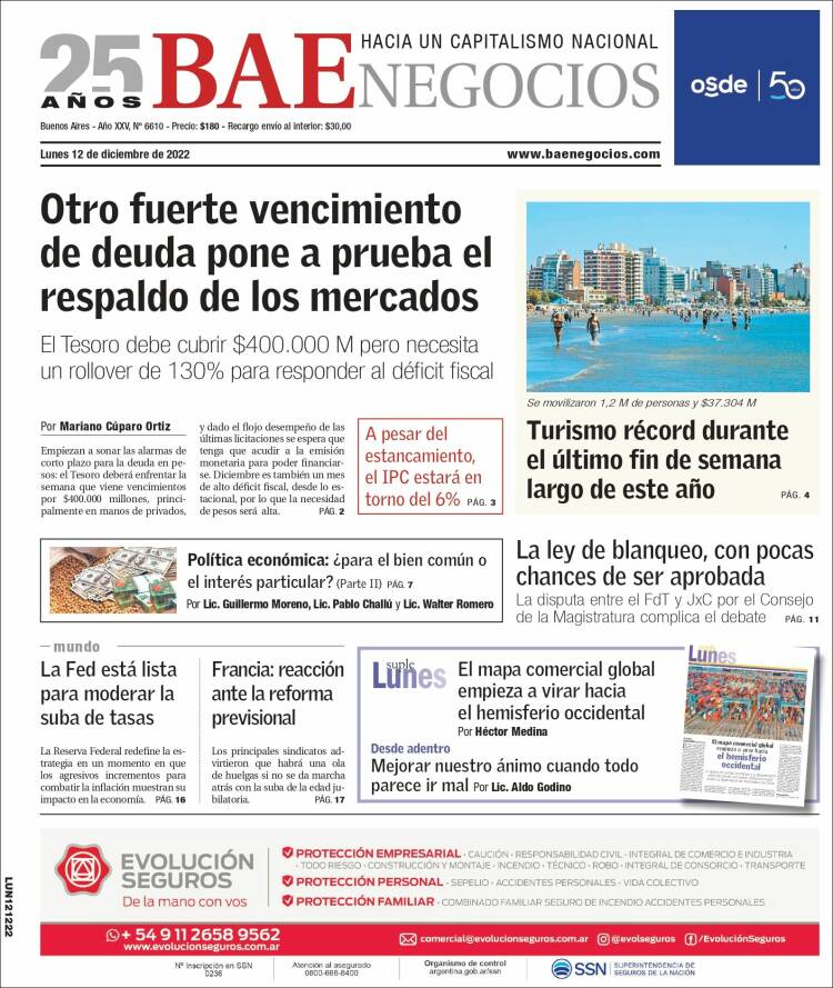 Portada de Buenos Aires Económico (Argentina)