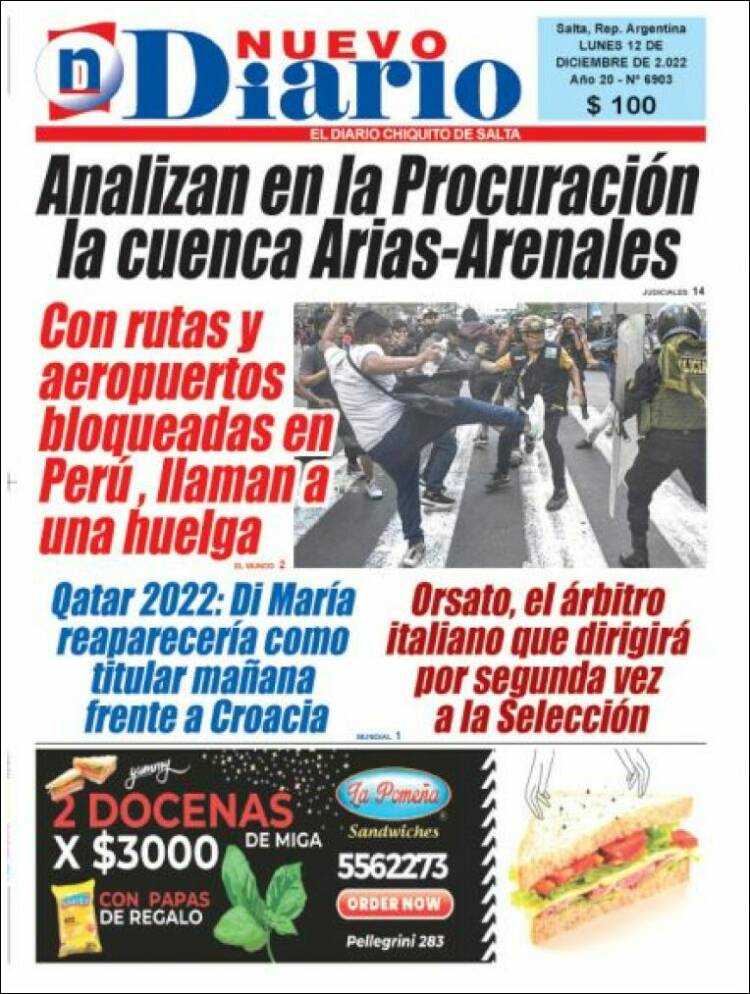 Portada de Nuevo Diario de Salta (Argentina)