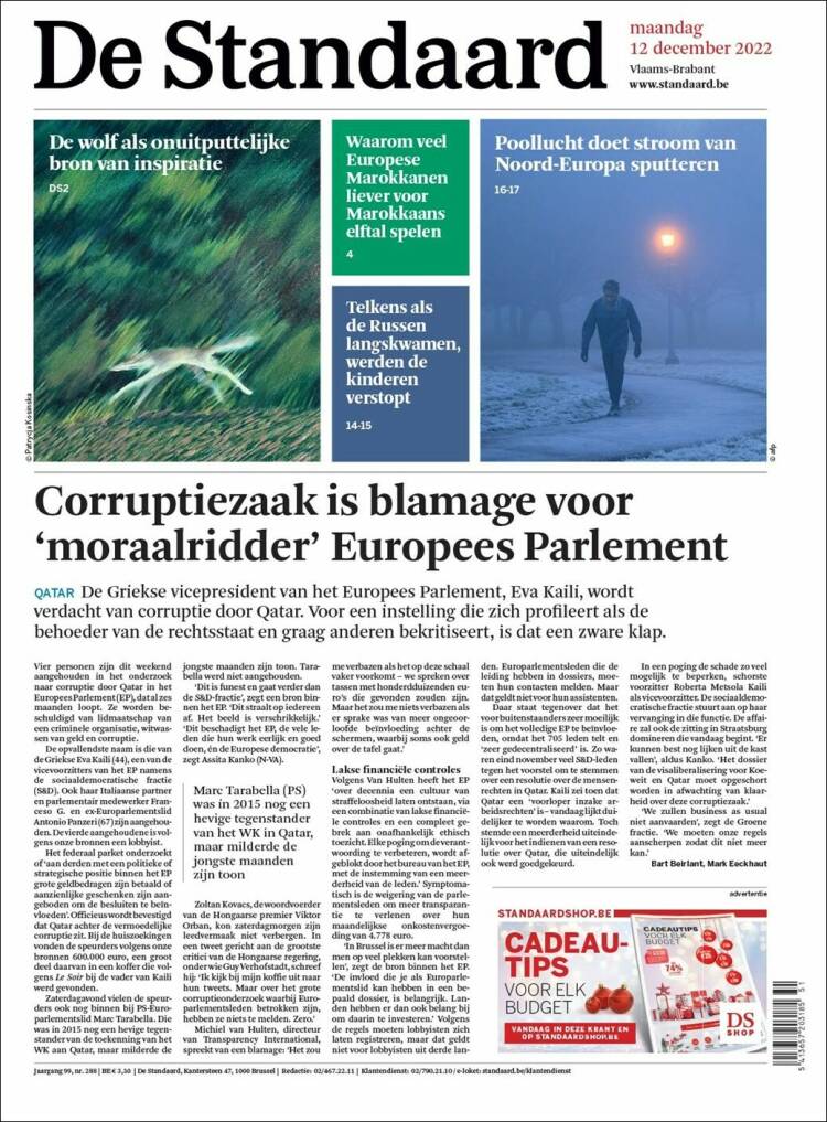 Portada de De Standaard (B&eacute;lgica)