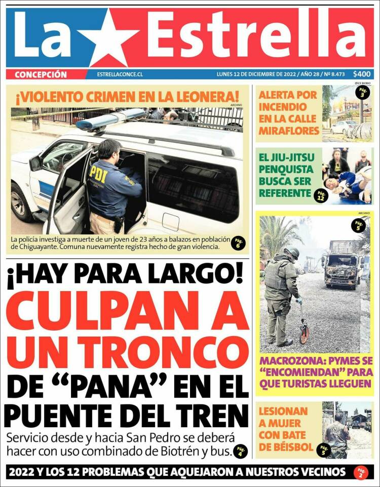 Portada de La Estrella de Concepción (Chile)