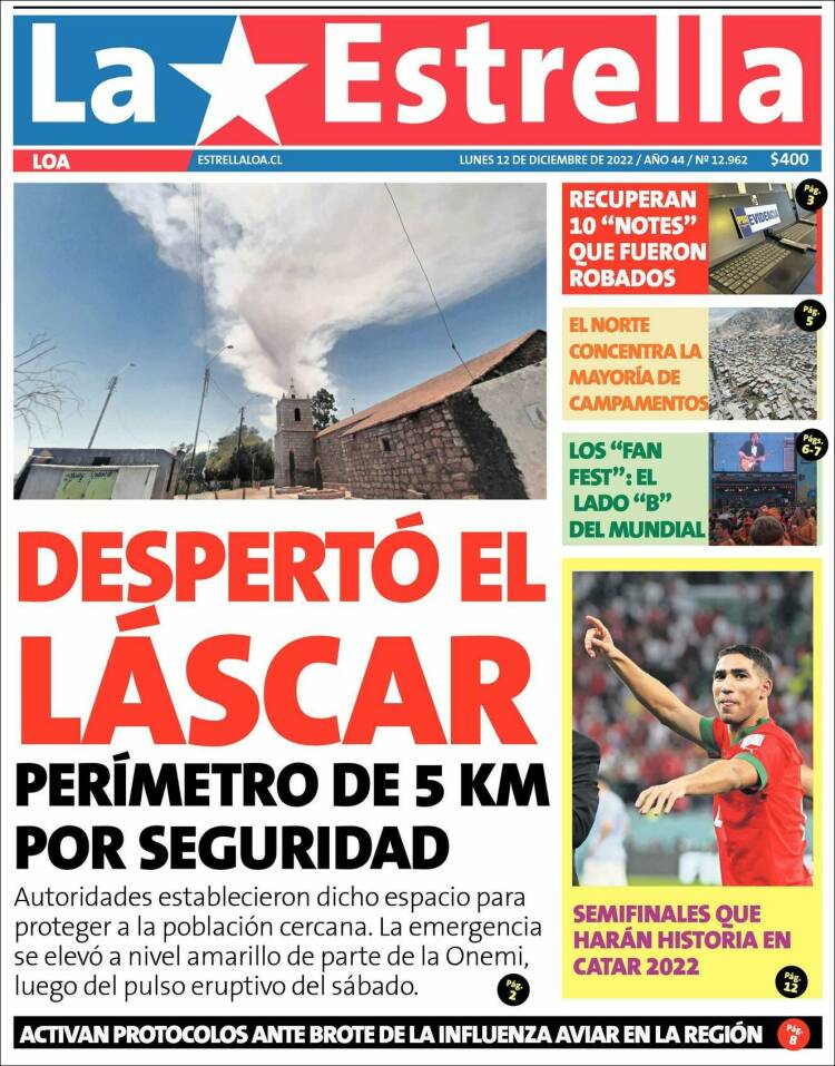 Portada de La Estrella de Loa (Chile)