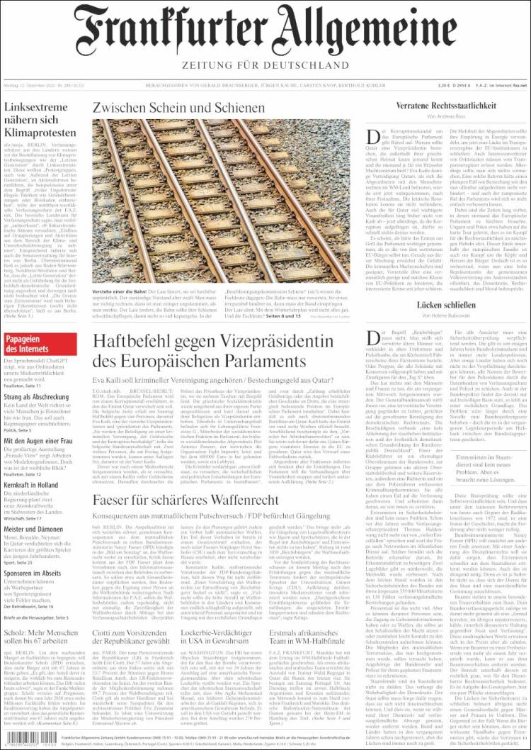 Portada de Frankfurter Allgemeine (Alemania)