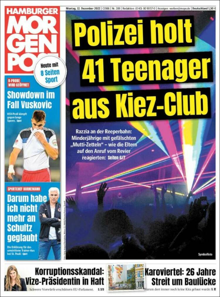 Portada de Hamburger Morgenpost  (Alemania)