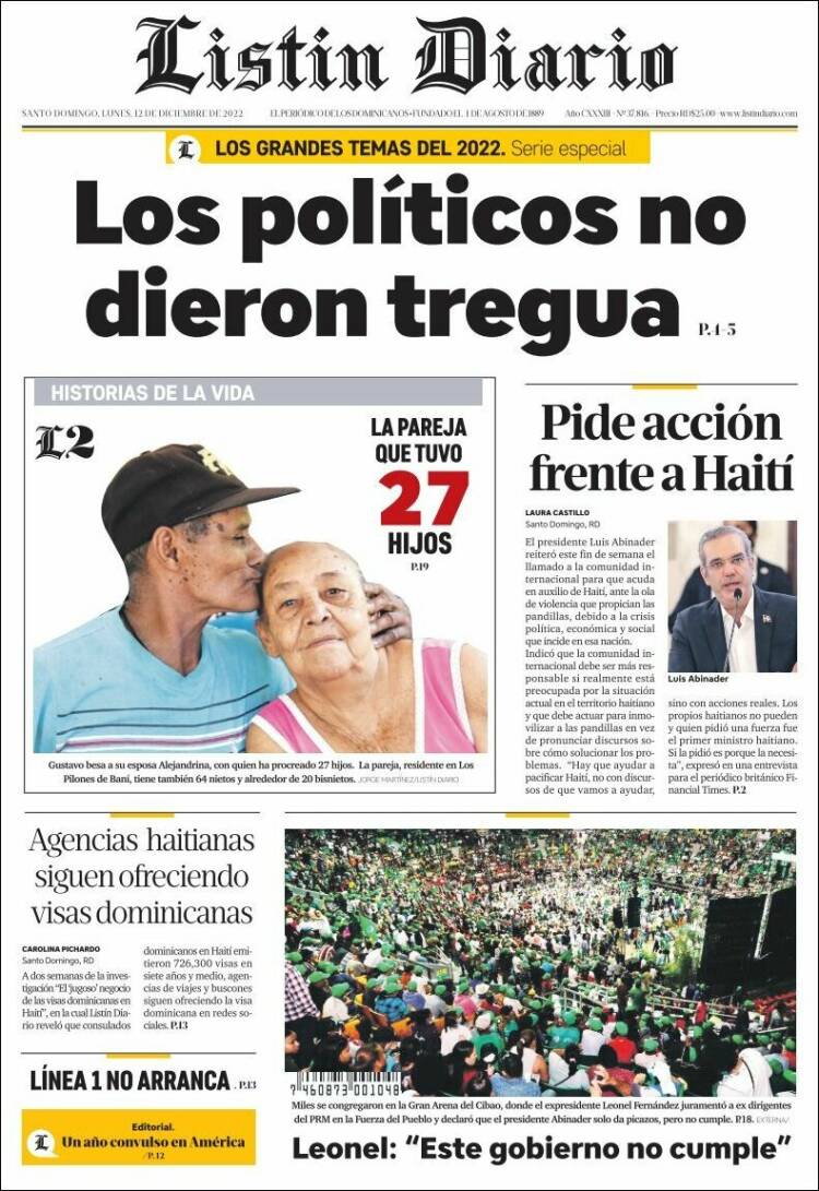 Miniatura guirnalda Maniobra Periódico Listín Diario (R. Dominicana). Periódicos de R. Dominicana. Toda  la prensa de hoy. Kiosko.net