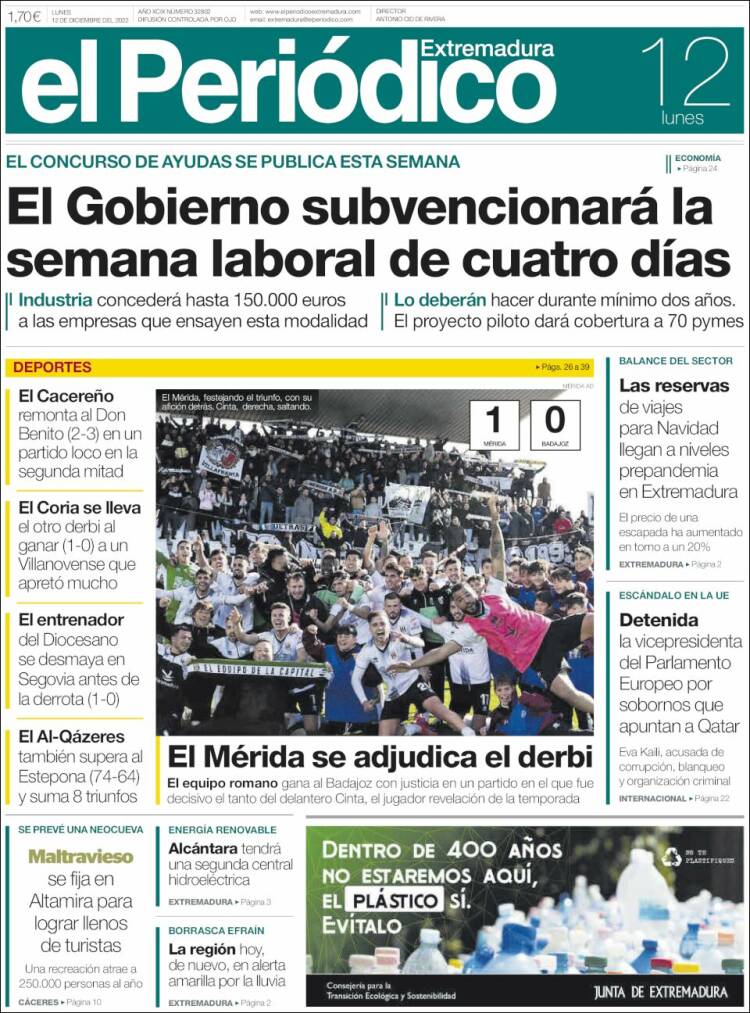 Portada de El Periódico de Extremadura (Espa&ntilde;a)