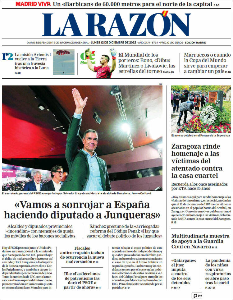 Portada de La Razón (Espa&ntilde;a)