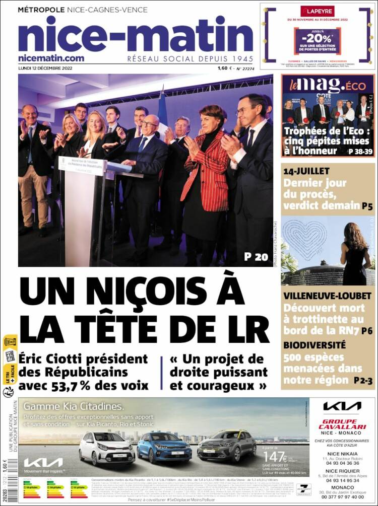 Portada de Nice-Matin (France)
