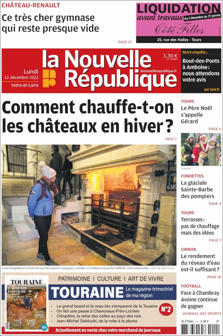 Portada de La Nouvelle Republique (France)
