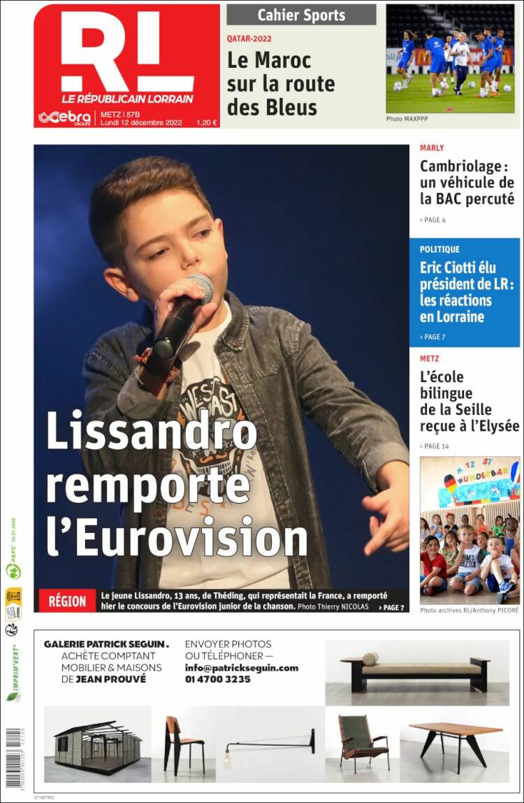 Portada de Le Republicain Lorrain (France)