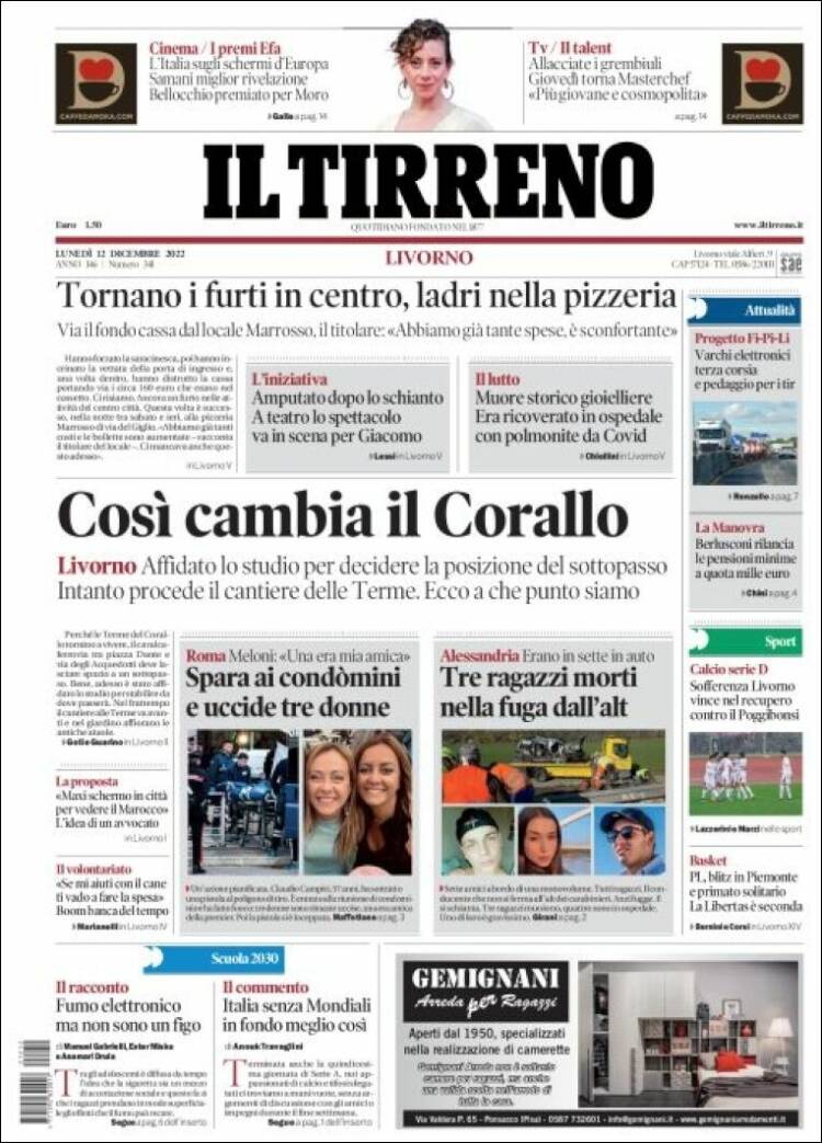 Portada de Il Tirreno (Italy)