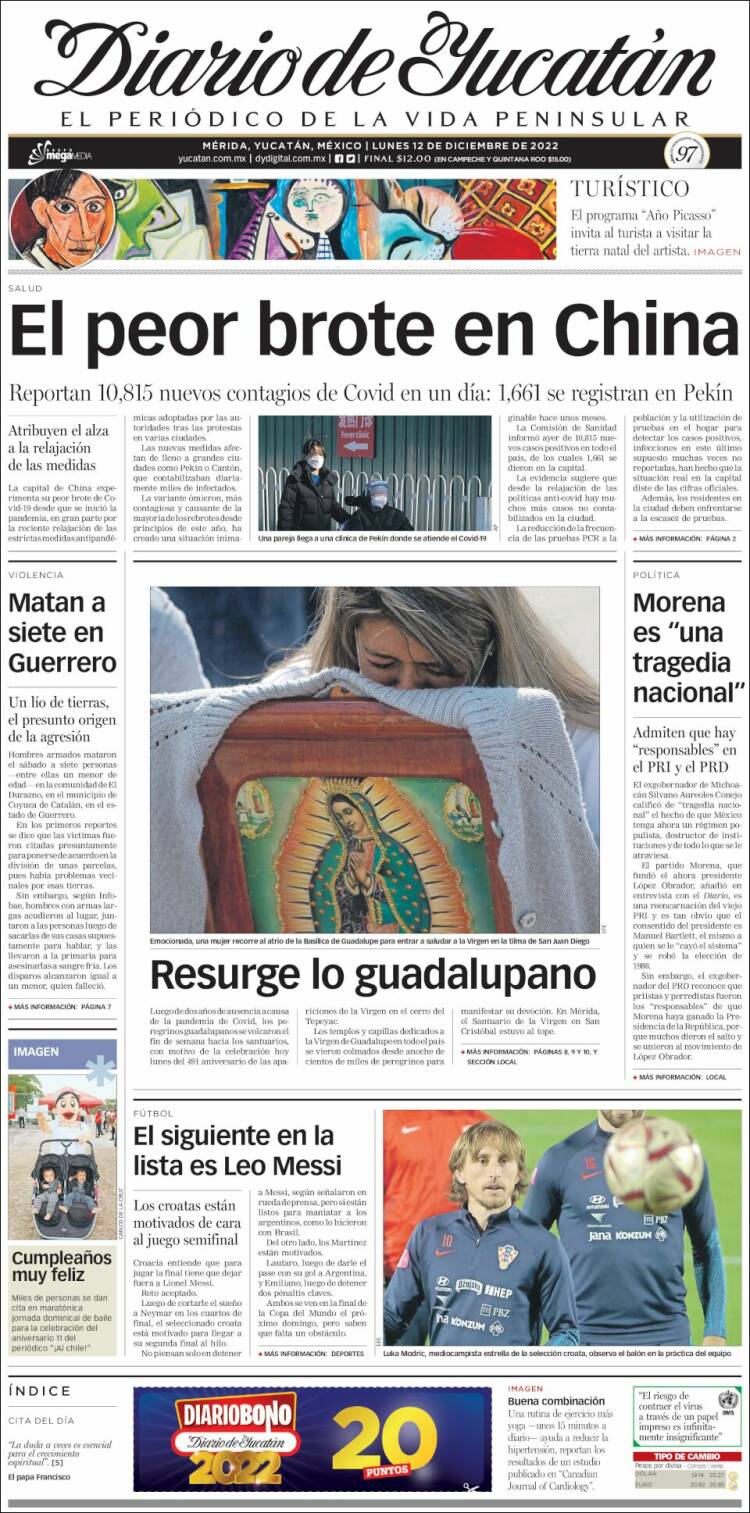 Portada de Diario de Yucatán (Mexique)