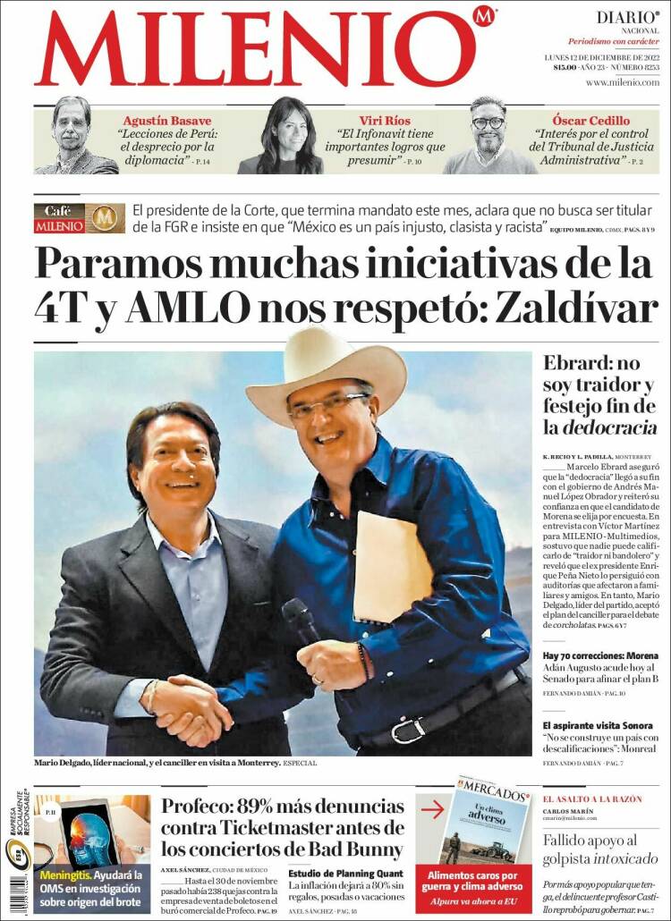 Portada de Milenio (Mexique)