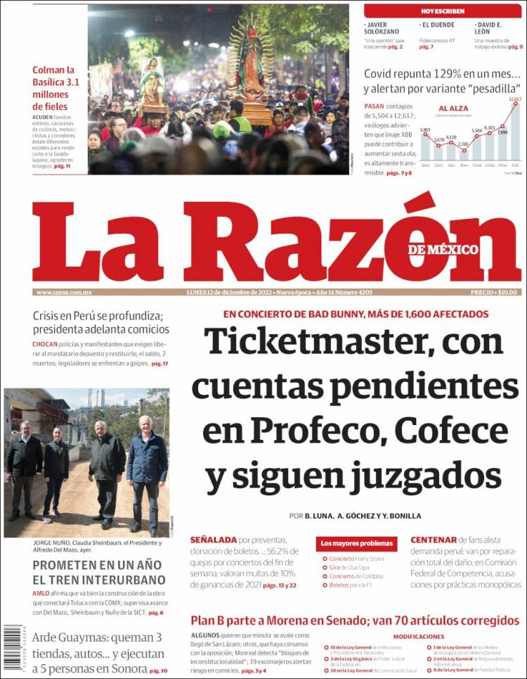 Portada de La Razón (Mexique)