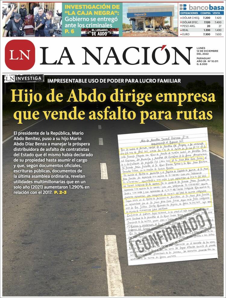 Portada de La Nación (Paraguay)