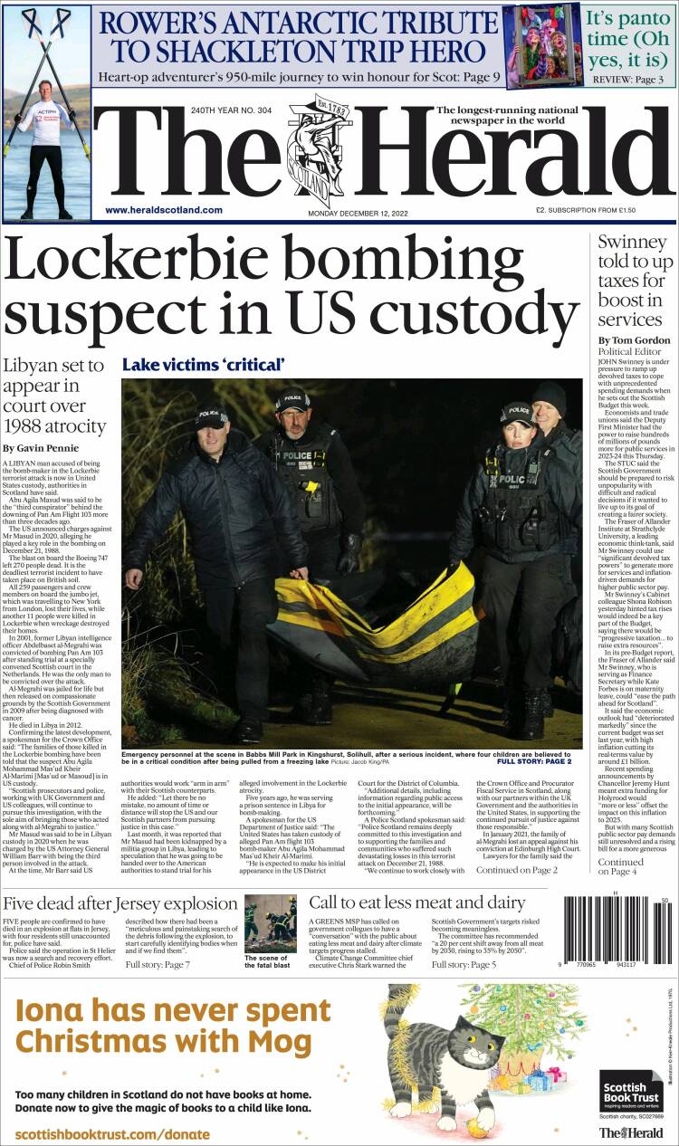 Portada de The Herald (Reino Unido)