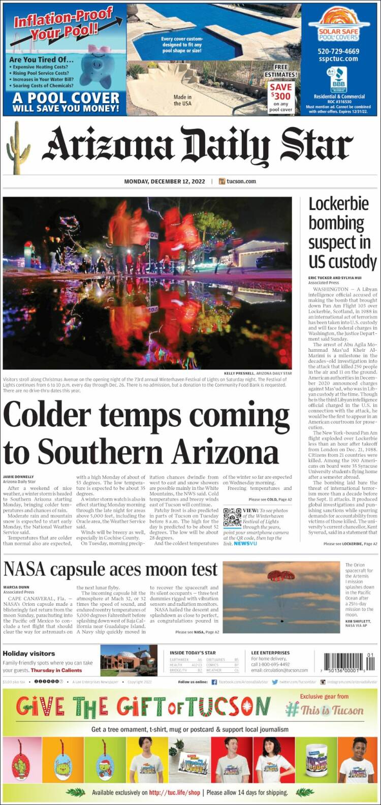 Portada de Arizona Daily Star (USA)
