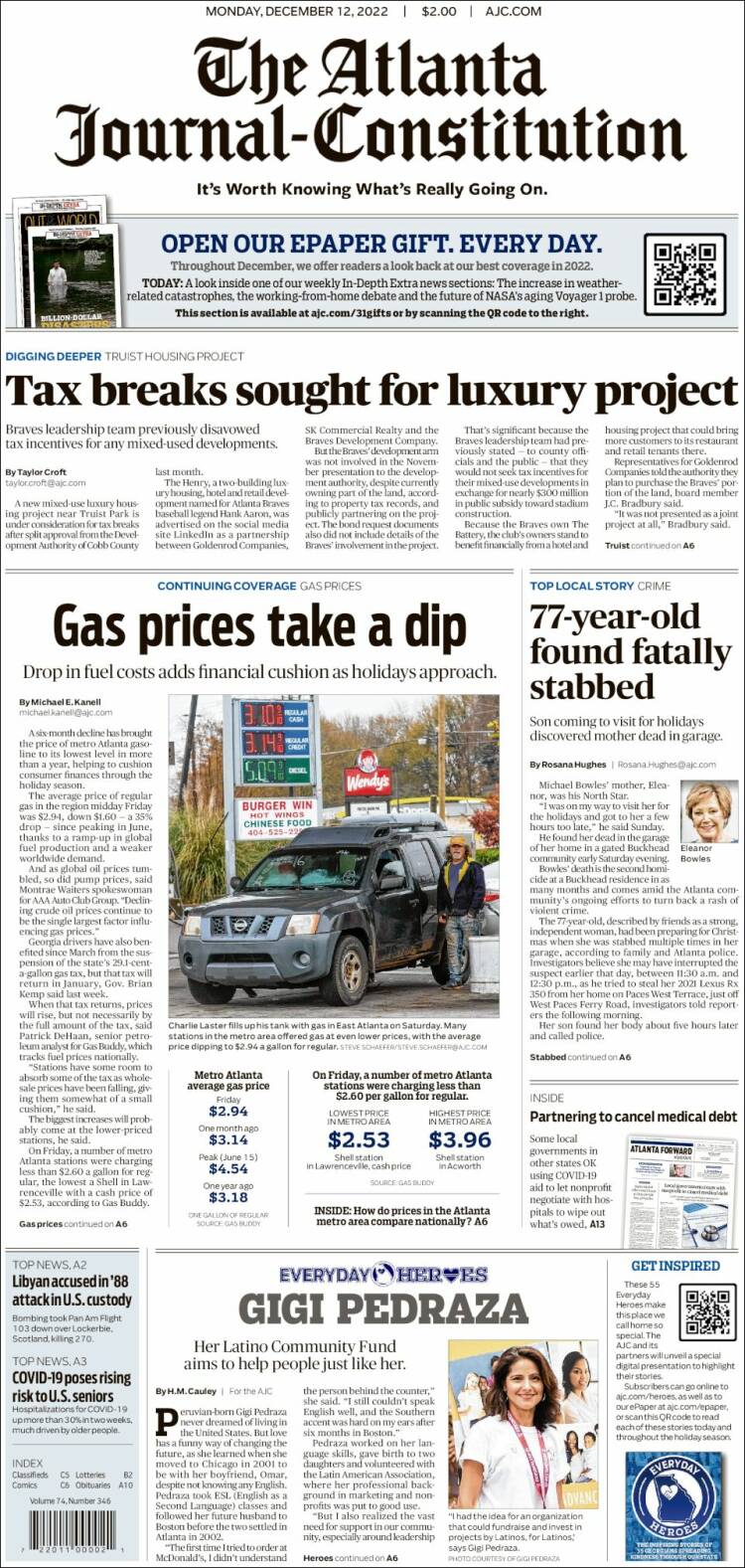 Portada de The Atlanta Journal-Constitution (USA)