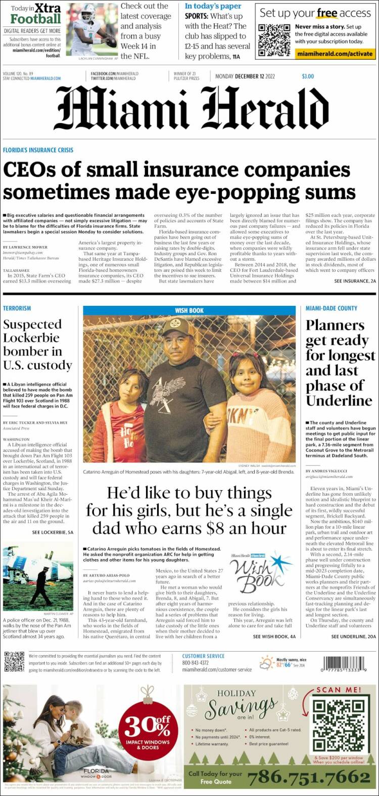 Portada de Miami Herald (USA)